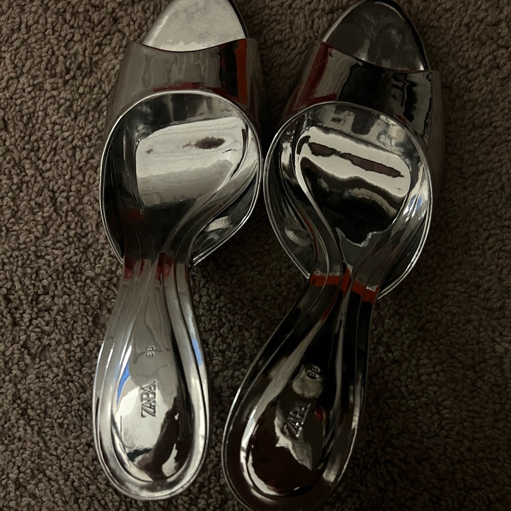 SILVER ZARA HEELS WORN ONCE